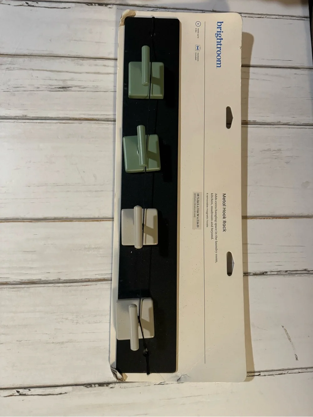 Brightroom Metal Hook Rack with Green and beige Hooks Magnetic wall mounted